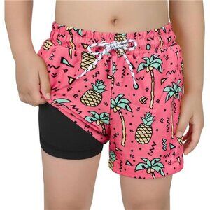 Boys Swim Trunks with Boxer Brief Liner Boys Swimwear Quick Dry‎ for Summer